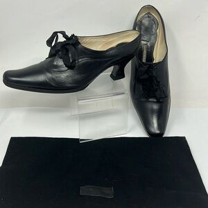 Dries Van Noten Black Leather Lace-Up Heels